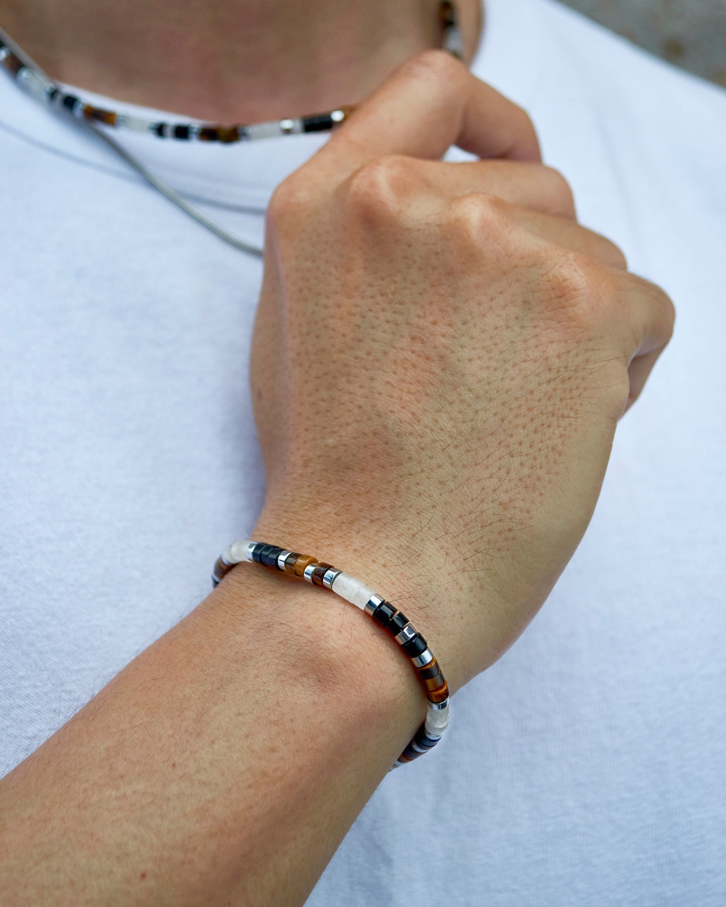 Tiger's eye, black onyx, and white onyx Bracelet