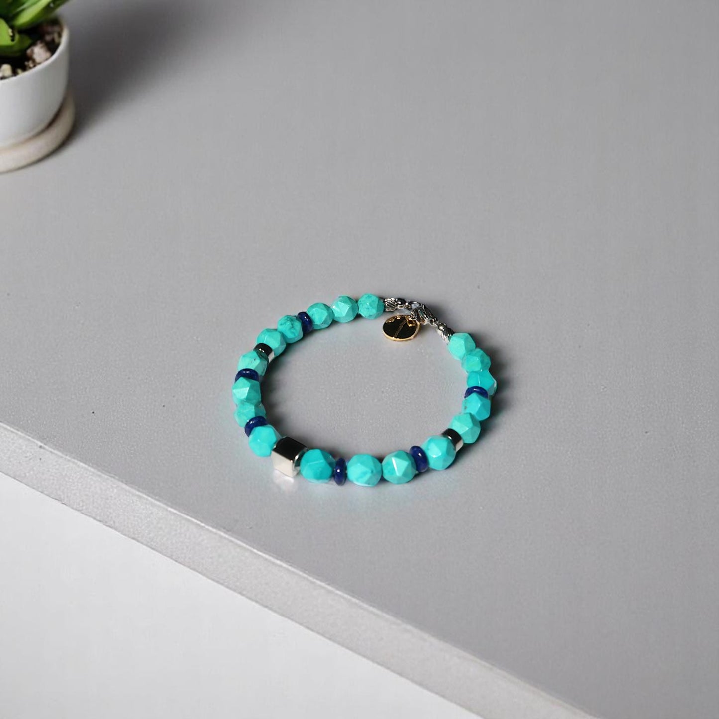 Ocean Serenity Turquoise Lapis Lazuli Bracelet (6mm)