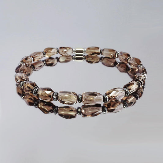 Smoky Quartz & Hematite Bracelet: Men's Healing Crystal Jewelry