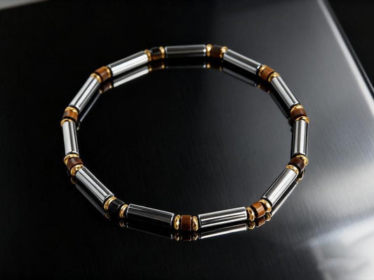 Hematite Tube & Tiger's Eye Beaded Bracelet