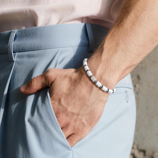 Howlite Silver Plated Stretch Bracelet
