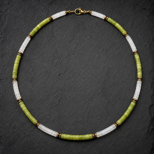 Verdant Flow Necklace | Green Jade & White Onyx Necklace | Dainty Gemstone Choker | Minimalist Unisex Jewelry | Birthstone Gift
