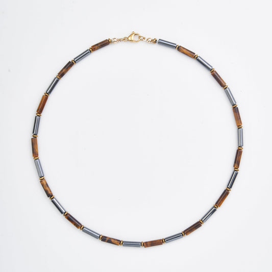 Radiant Guardian Tiger Eye & Black Onyx Delicate Necklace (4mm)