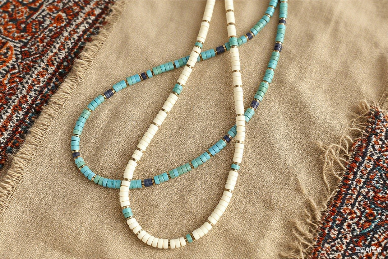 Dainty Turquoise & Howlite Nacklace Set