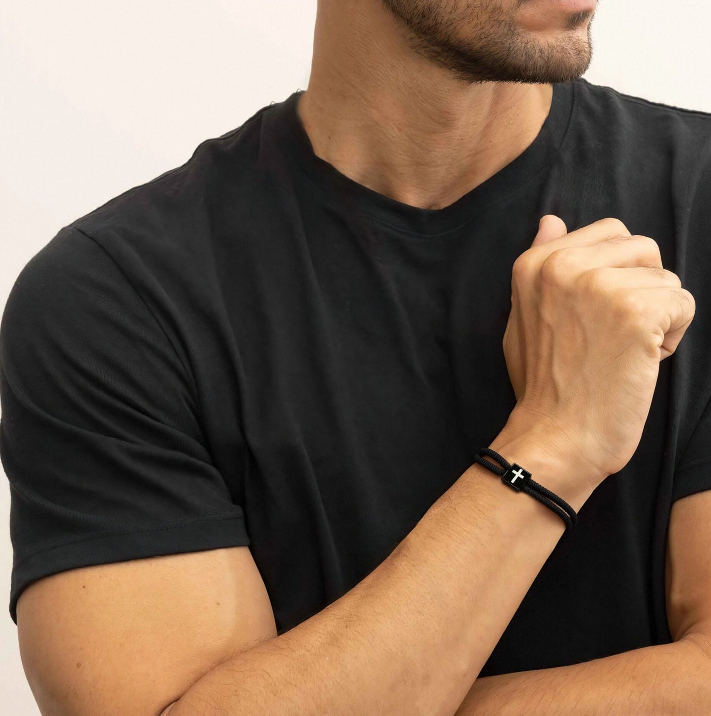 Braided Adjustable Stainless Steel Cross Bracelets