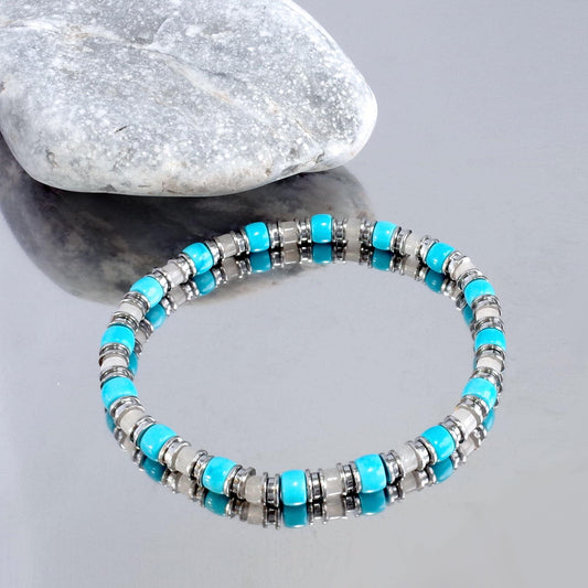Lumen Line Turquoise White Jade Bracelet (6mm)