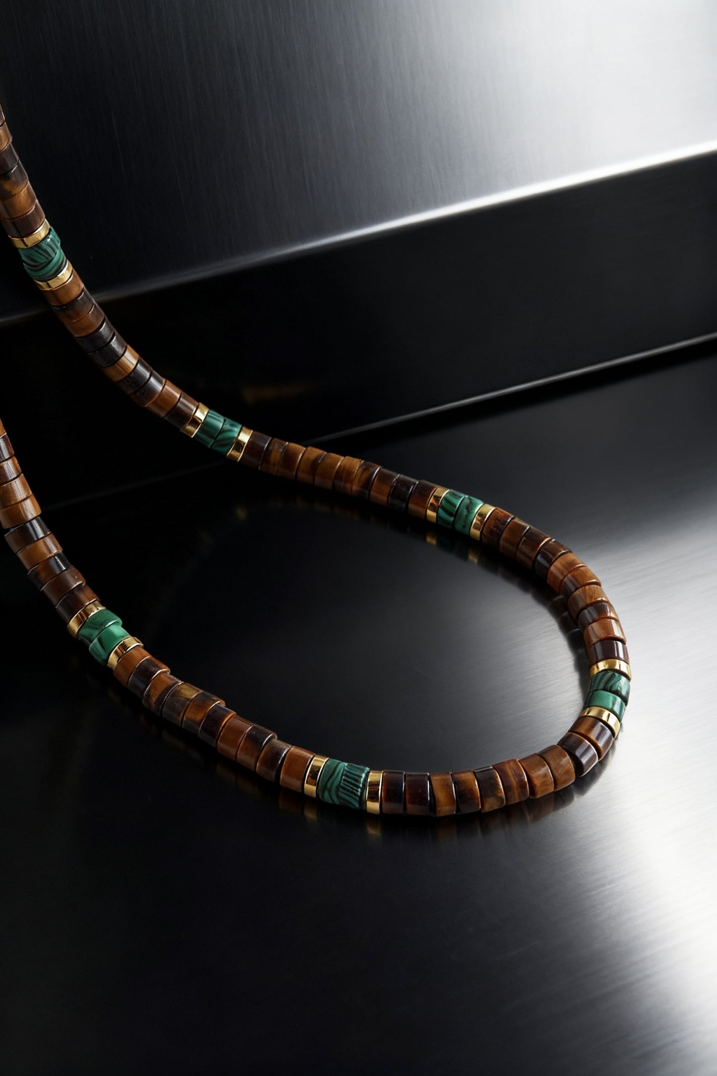 Tiger's Eye and Malachite Necklace 6mm