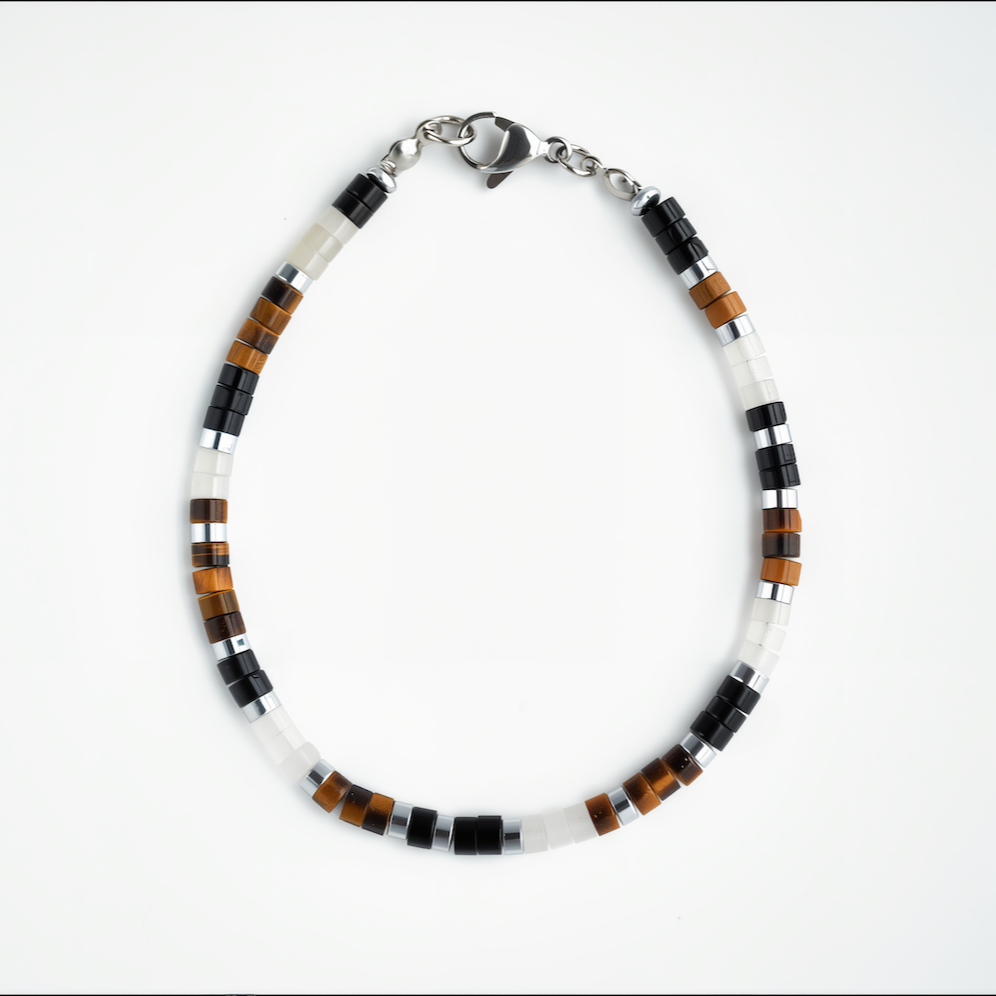 Tiger's eye, black onyx, and white onyx Bracelet