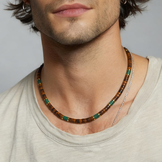 Tiger's Eye and Malachite Necklace 6mm