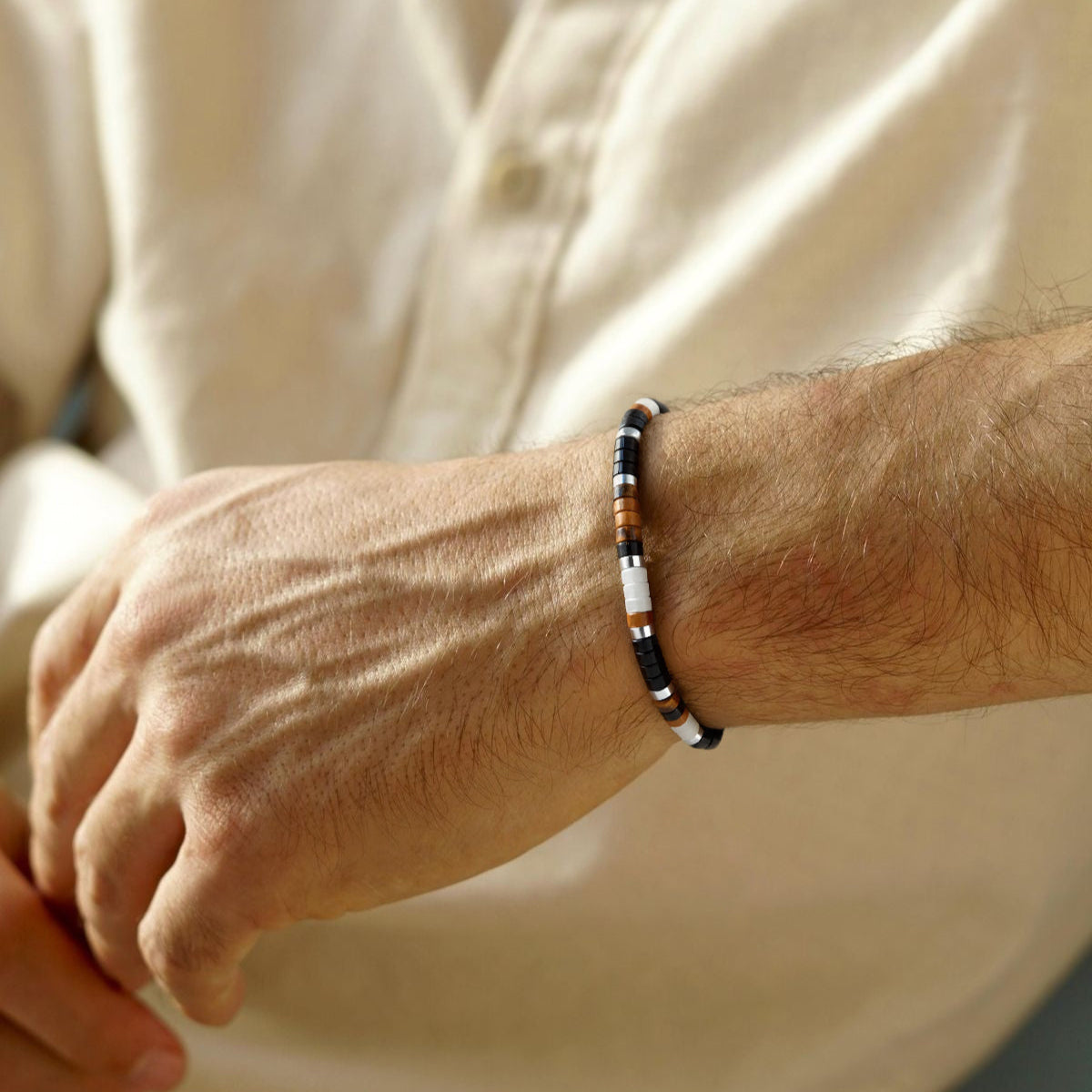 Tiger's eye, black onyx, and white onyx Bracelet