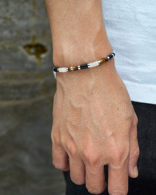Tiger's eye, black onyx, and white onyx Bracelet