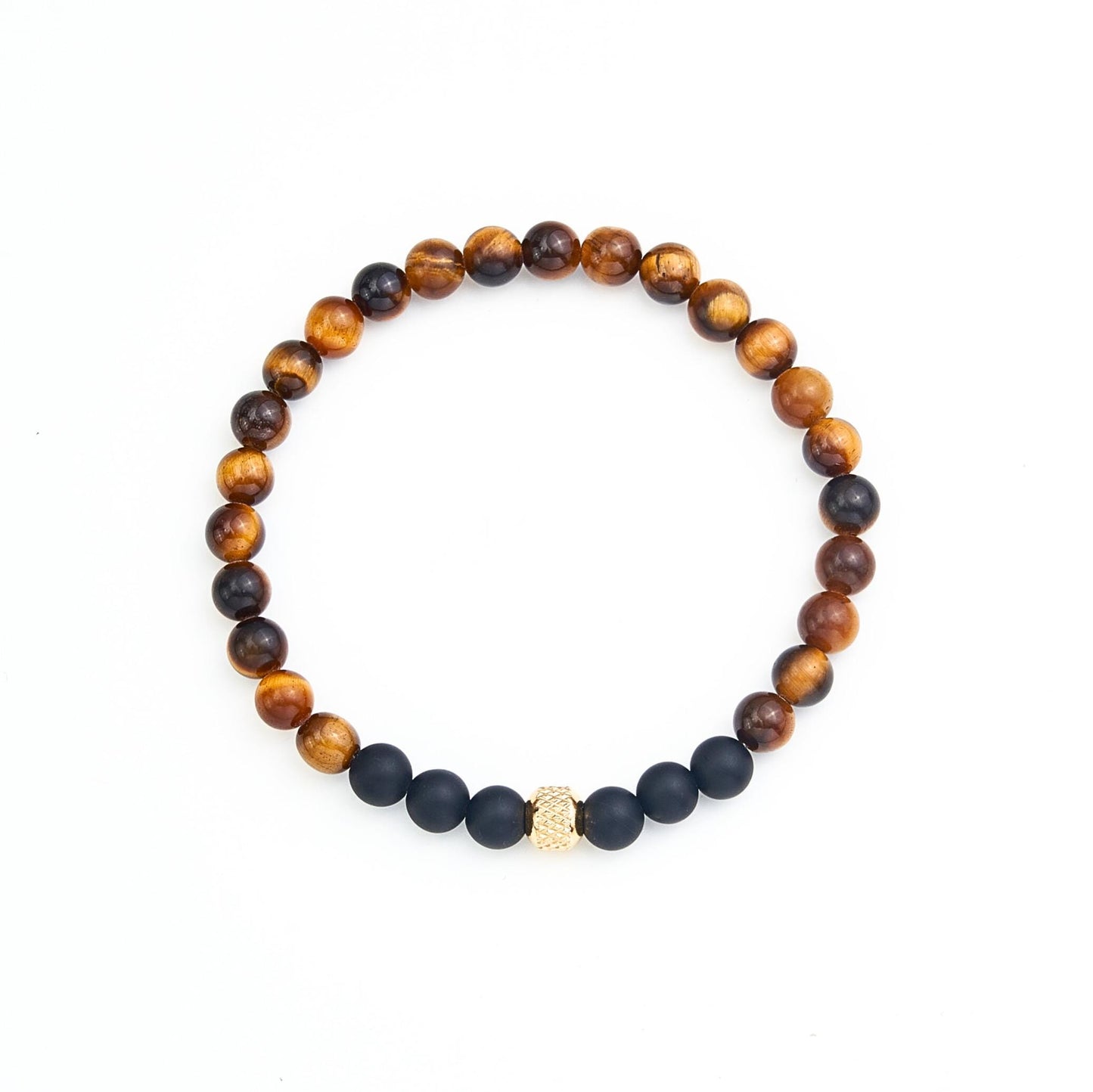 Global Voyager Bracelet: Natural AAA Tiger's Eye & Matte Black Onyx Beads, Men's Protection Jewelry, Gold Plated Accent, Tarnish Resistant __etsy:6963754840
