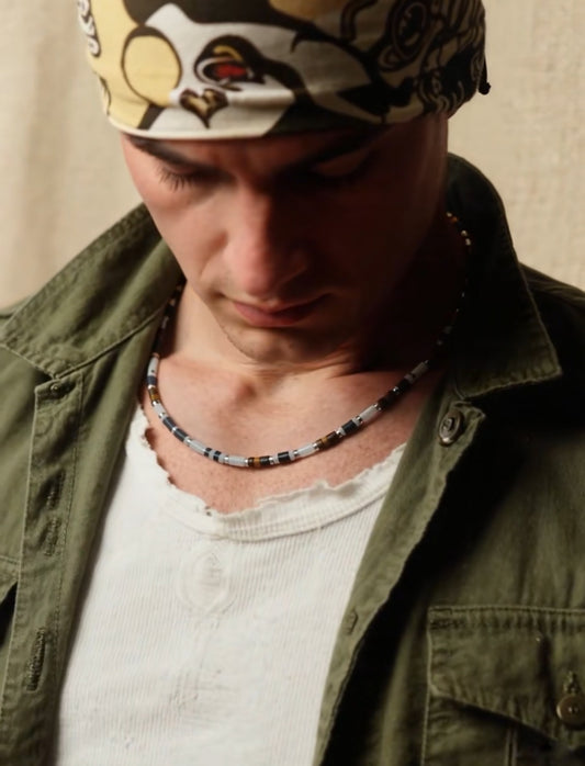 Tiger's Eye, Onyx, and Obsidian Gemstone Necklace: Dainty Boho Jewelry