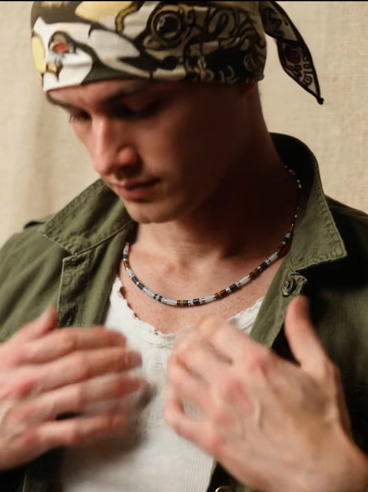 Tiger's Eye, Onyx, and Obsidian Gemstone Necklace: Dainty Boho Jewelry