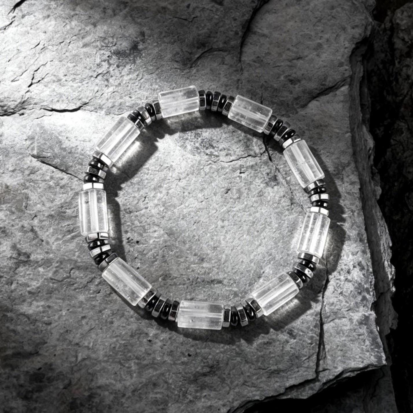 Lumen Line | Clear Quartz Hexagon Chunk Bracelet | Clarity in Motion | Refined Energy Jewelry for Modern Life __etsy:8063486926