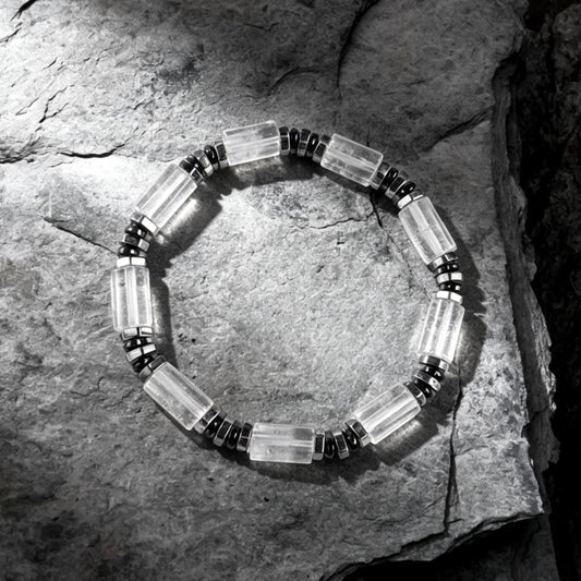 Lumen Line | Clear Quartz Hexagon Chunk Bracelet | Clarity in Motion | Refined Energy Jewelry for Modern Life __etsy:8063486926