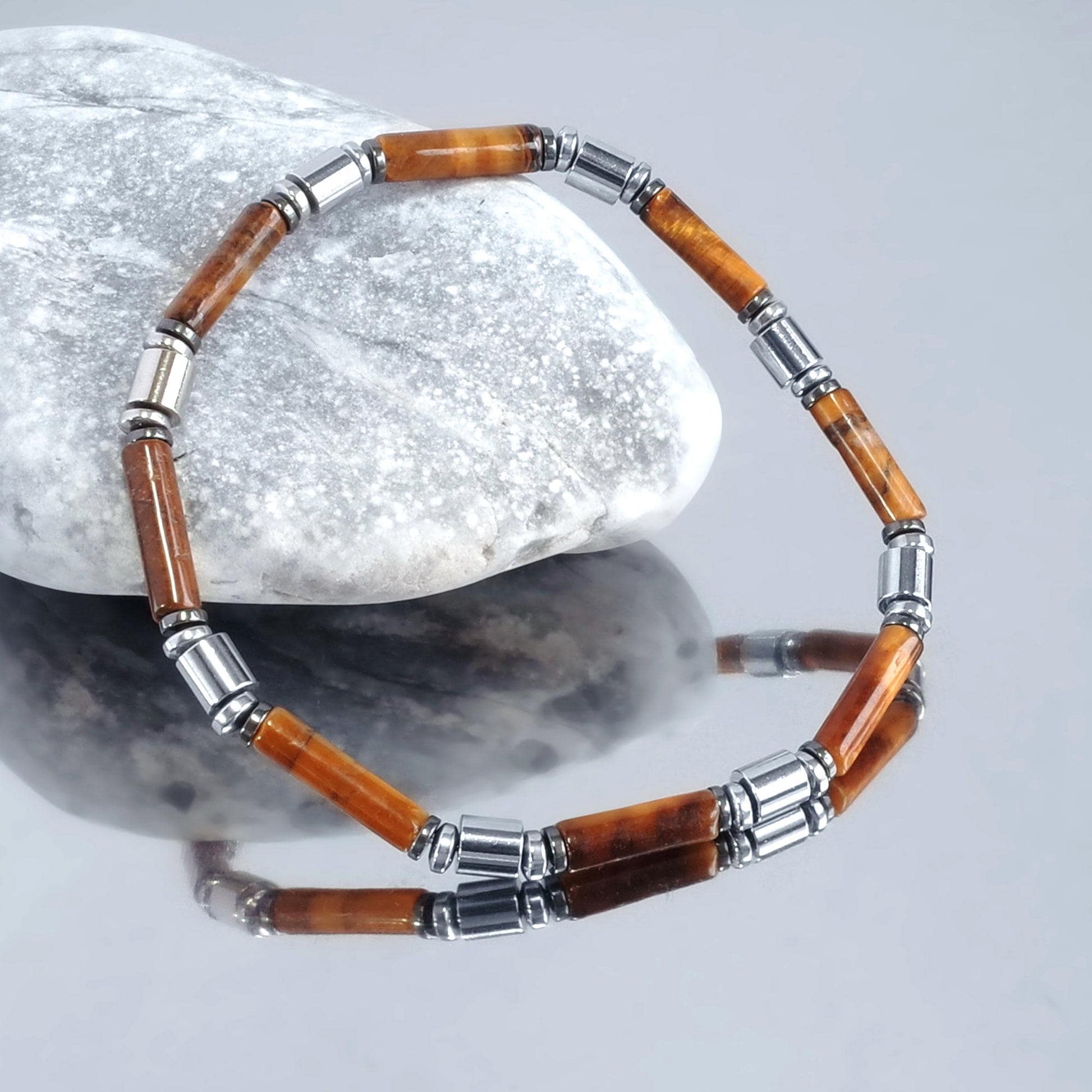 Men's 4mm Tiger's Eye & Hematite Bracelet - Genuine Crystal Beads, Healing Energy Jewelry, Gift for Him, Chakra Bracelet for Men, Minimalist __etsy:6771918206