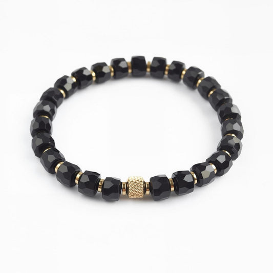 Midnight Armor | Black Onyx Faceted Bracelet | Energy Meets Edge | Healing Jewelry Refined for Modern Living __etsy:8065234646