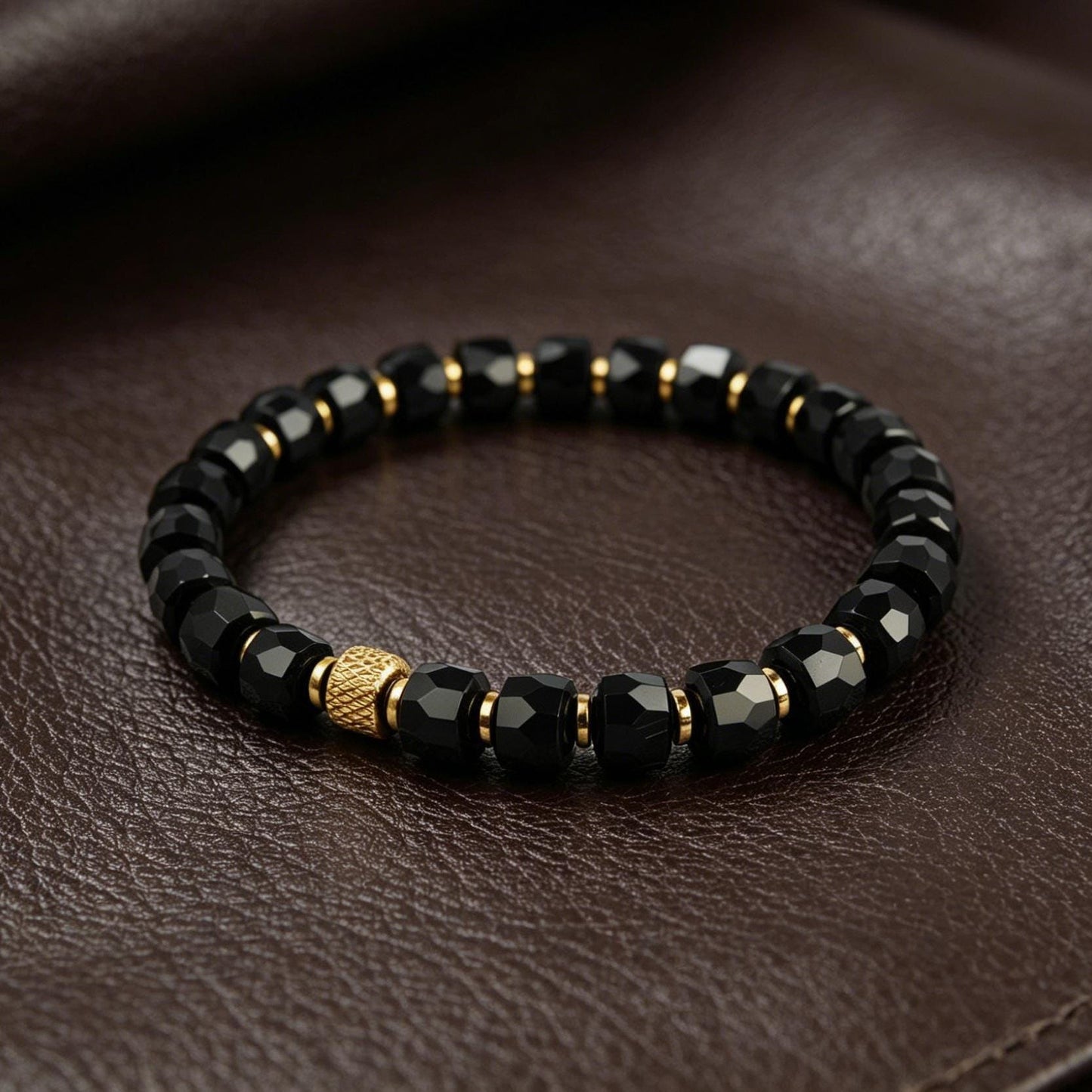 Midnight Armor | Black Onyx Faceted Bracelet | Energy Meets Edge | Healing Jewelry Refined for Modern Living __etsy:8110315585