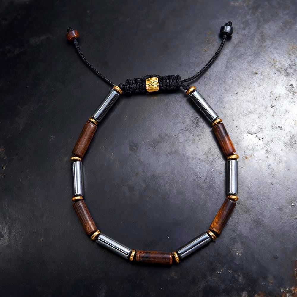 Tiger Eye Hematite Braided Bracelet 4mm: Gold-Plated Clasp, Natural Stone, Protection, Spiritual, Healing, Powerful, Mens, Gift for Him __etsy:7370135901