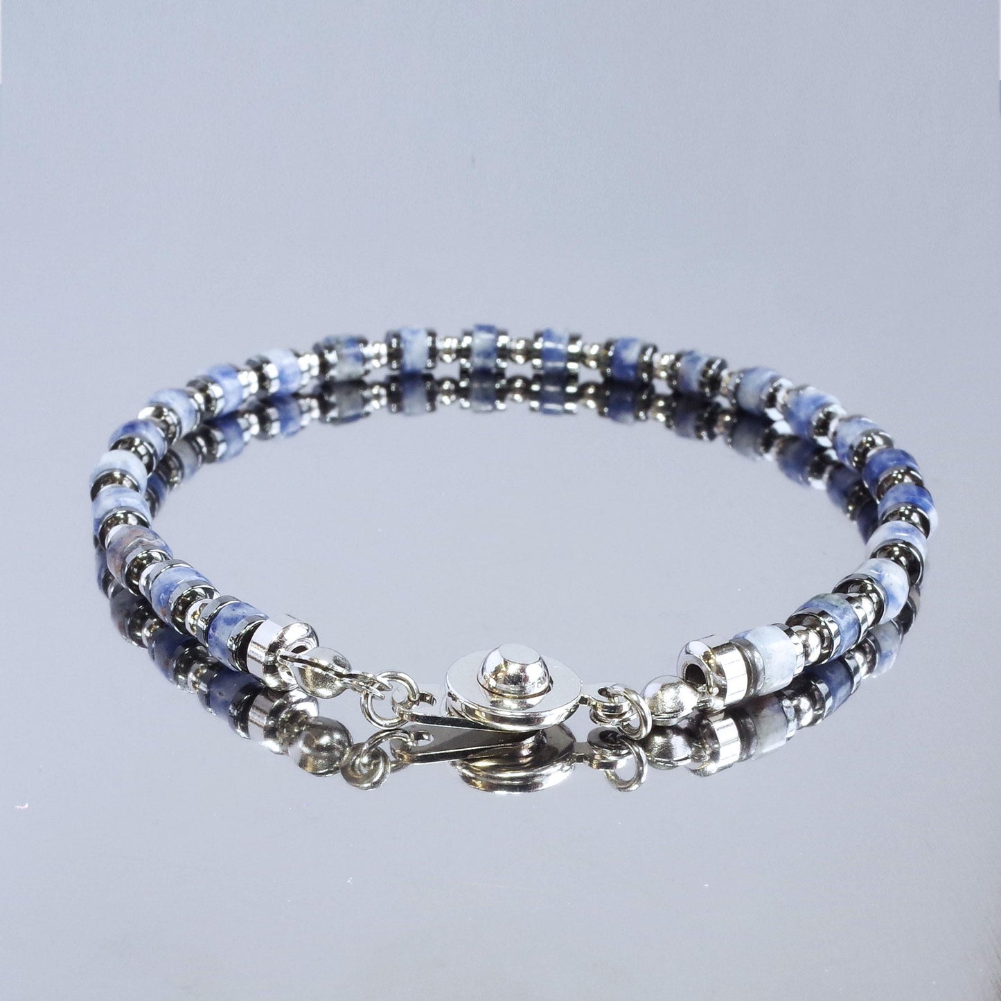 Dainty Blue Aventurine Silver Plated Bracelet