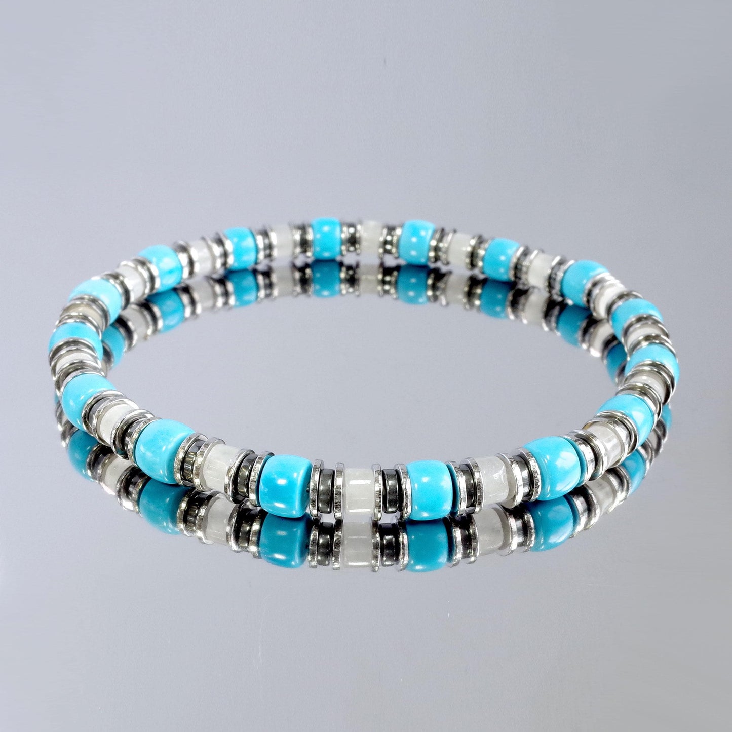 Turquoise & White Agate Bracelet