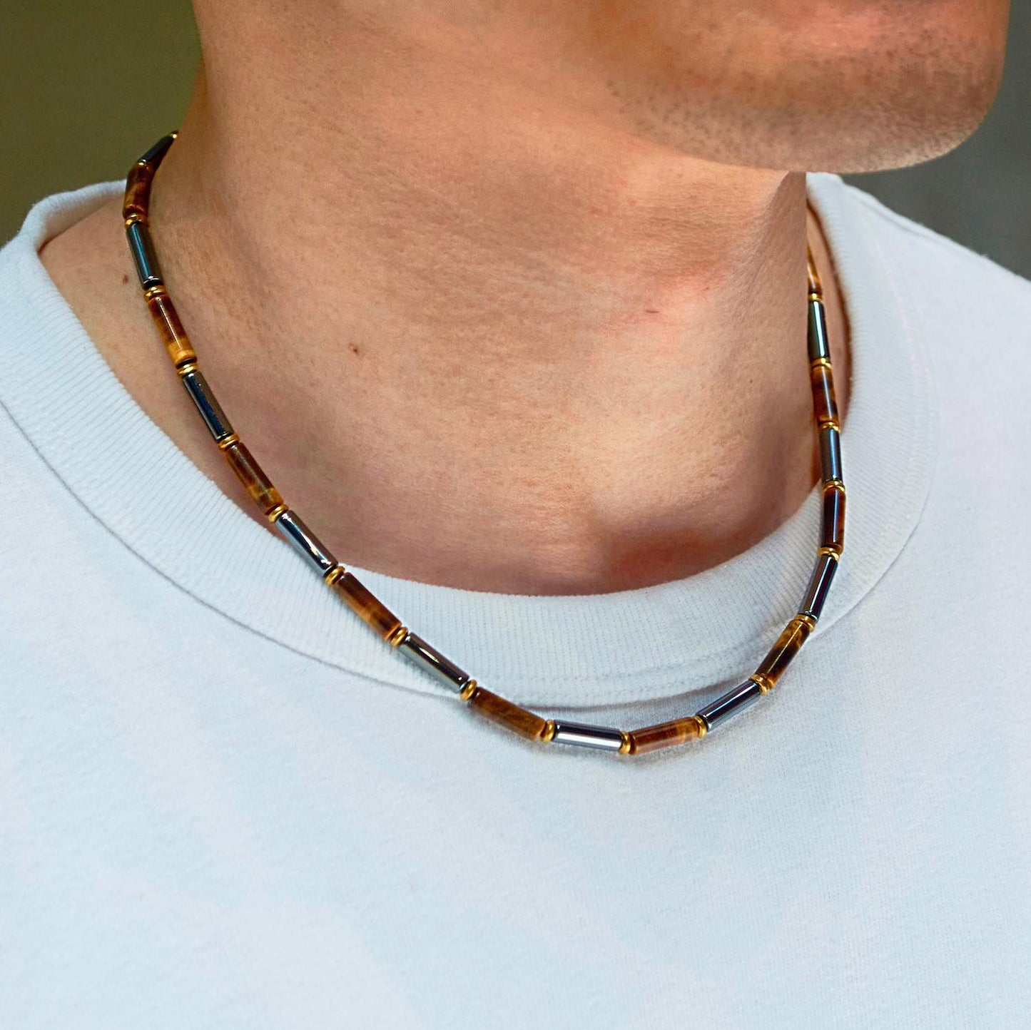 Tiger Eye & Hematite Protection Necklace