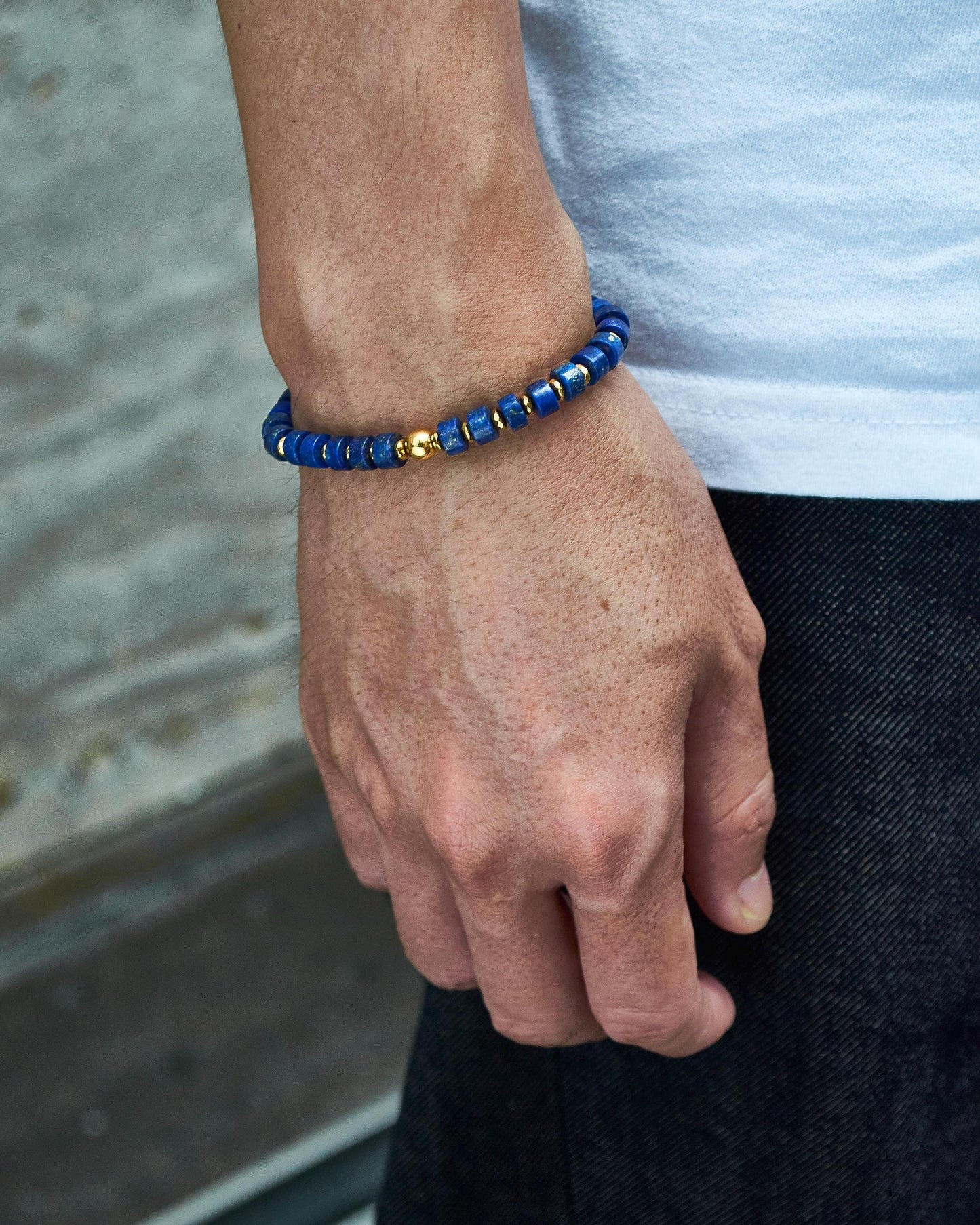 Globe Voyager Lapis Lazuli Gold Plated Stretch Bracelet