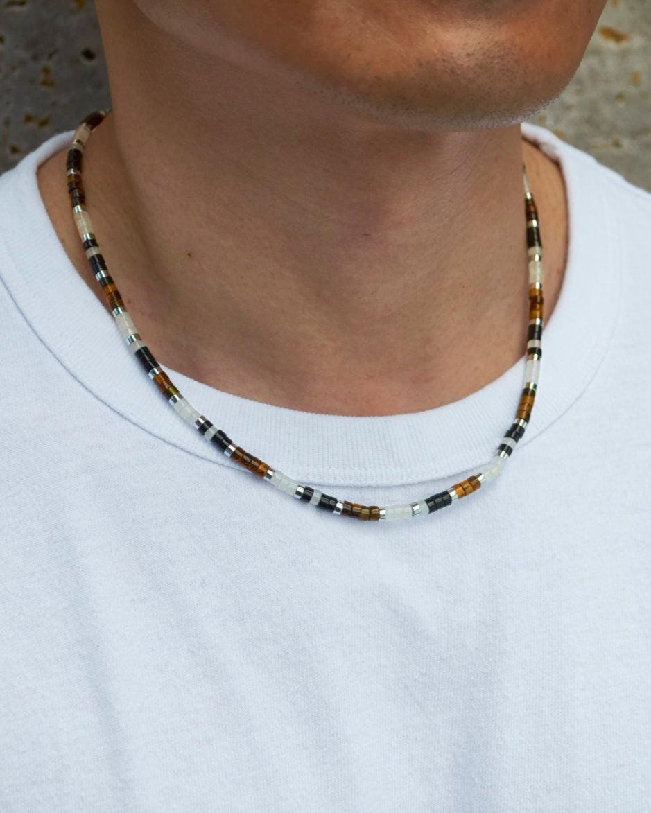 Tiger's Eye, Onyx, and Obsidian Necklace