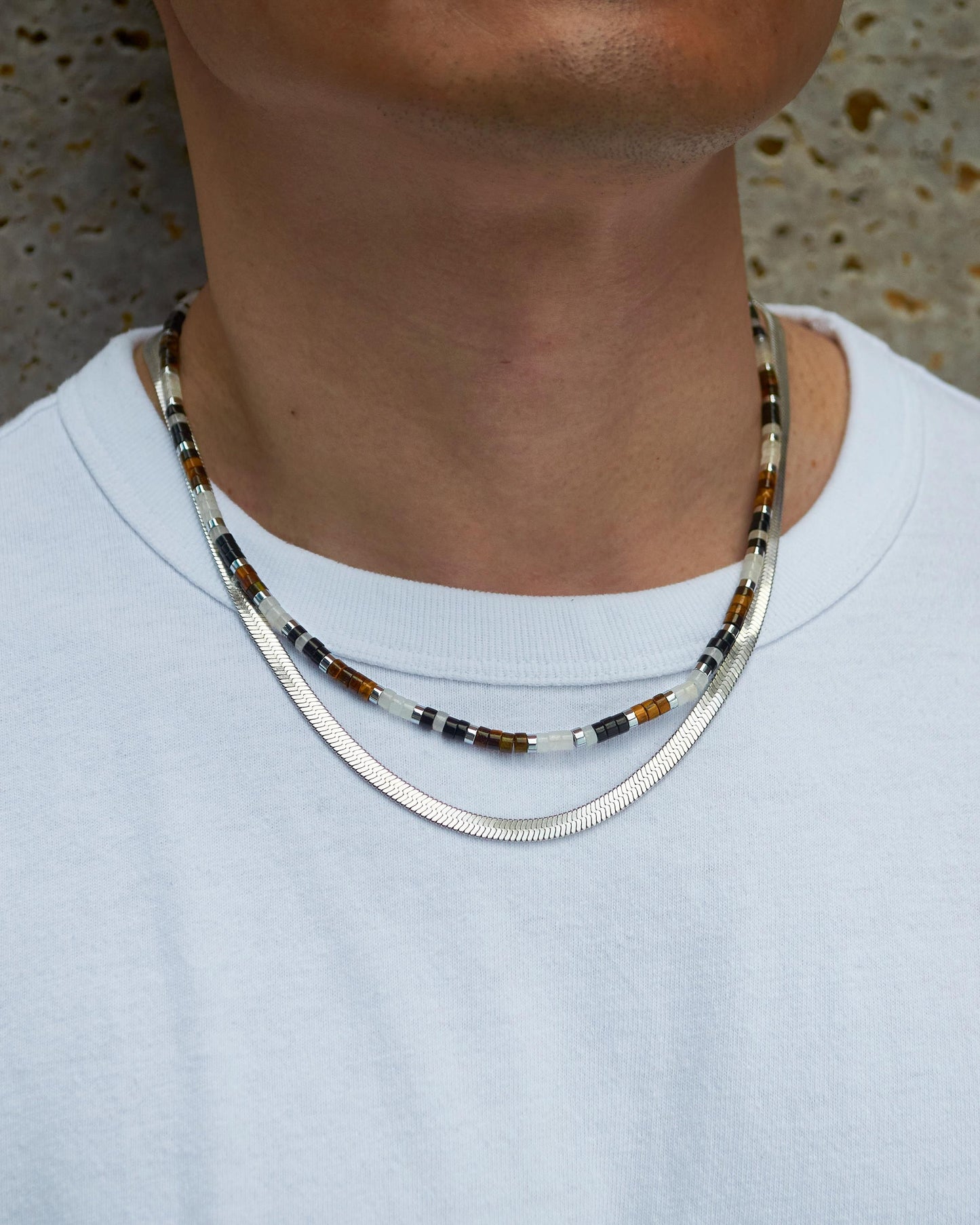 Tiger's Eye, Onyx, and Obsidian Necklace