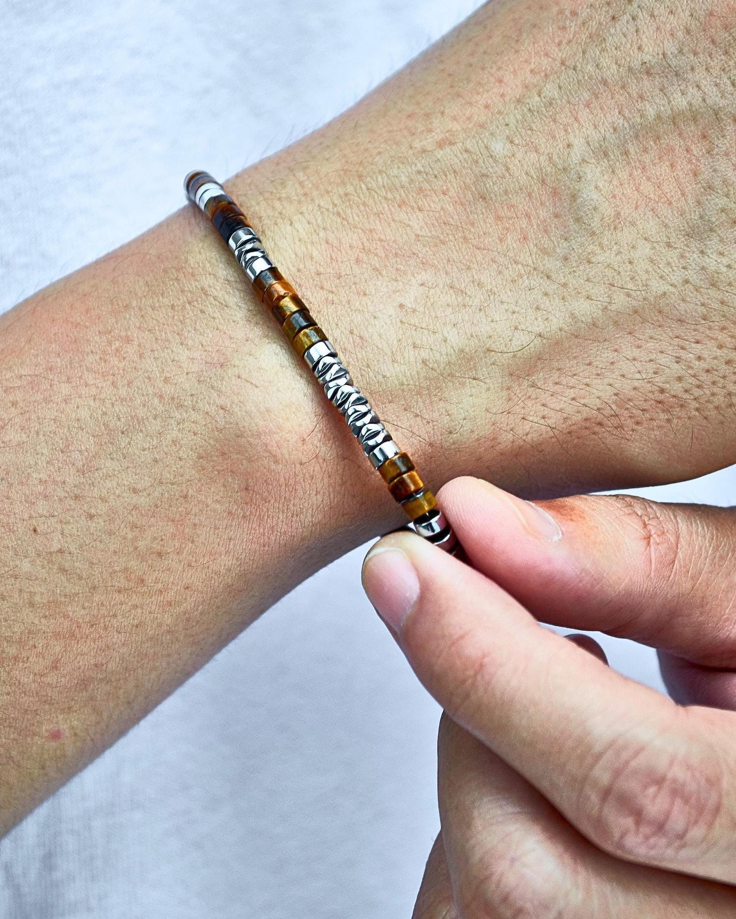 Tiger's Eye & Hematite Bracelet: Protection, Strength, Spiritual Jewelry, Meditation, Healing, Powerful, Mens, Gift for Him