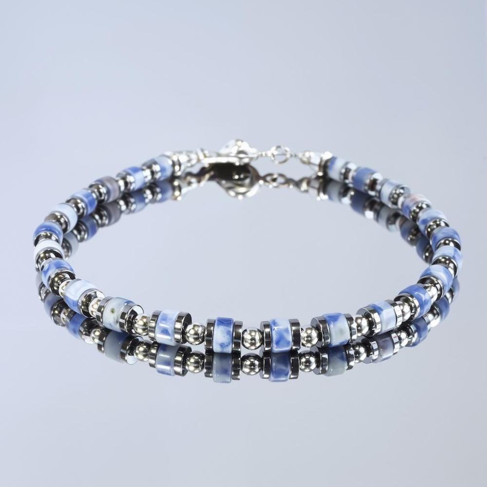 Dainty Blue Aventurine Silver Plated Bracelet