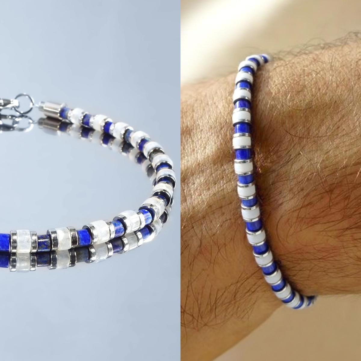 Lapis Lazuli & White Onyx Bracelet