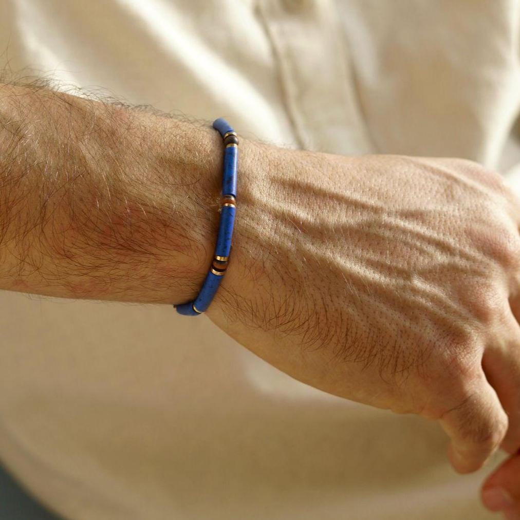Dainty Lapis Lazuli & Tiger's Eye Bracelet