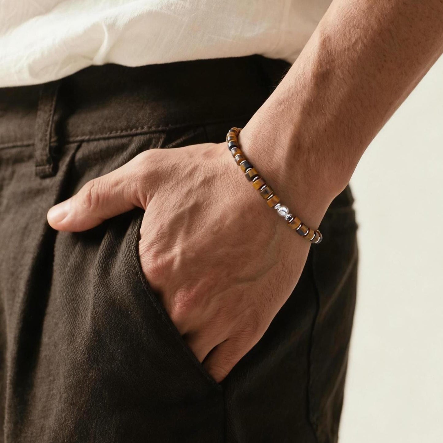 Tiger's Eye Bracelet: Protection and Strength, Natural Stone, Spiritual, Healing, Powerful, Mens, Gift for Him