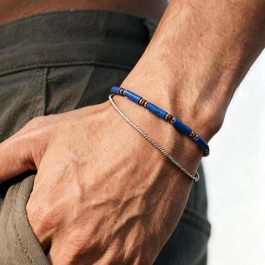 Dainty Lapis Lazuli & Tiger's Eye Bracelet