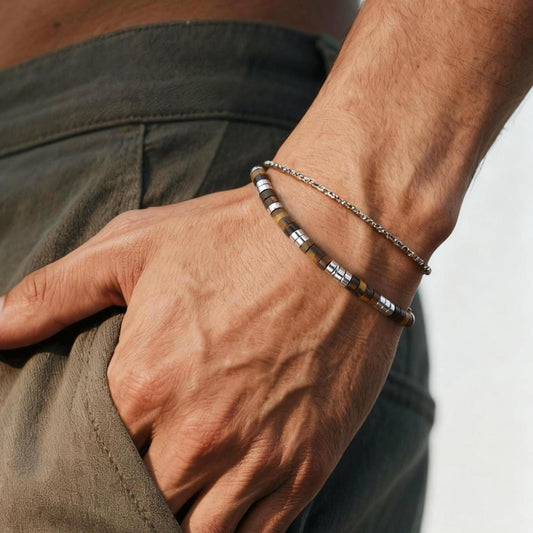 Tiger's Eye & Hematite Bracelet: Protection, Strength, Spiritual Jewelry, Meditation, Healing, Powerful, Mens, Gift for Him