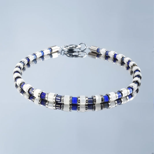 Lapis Lazuli & White Onyx Bracelet