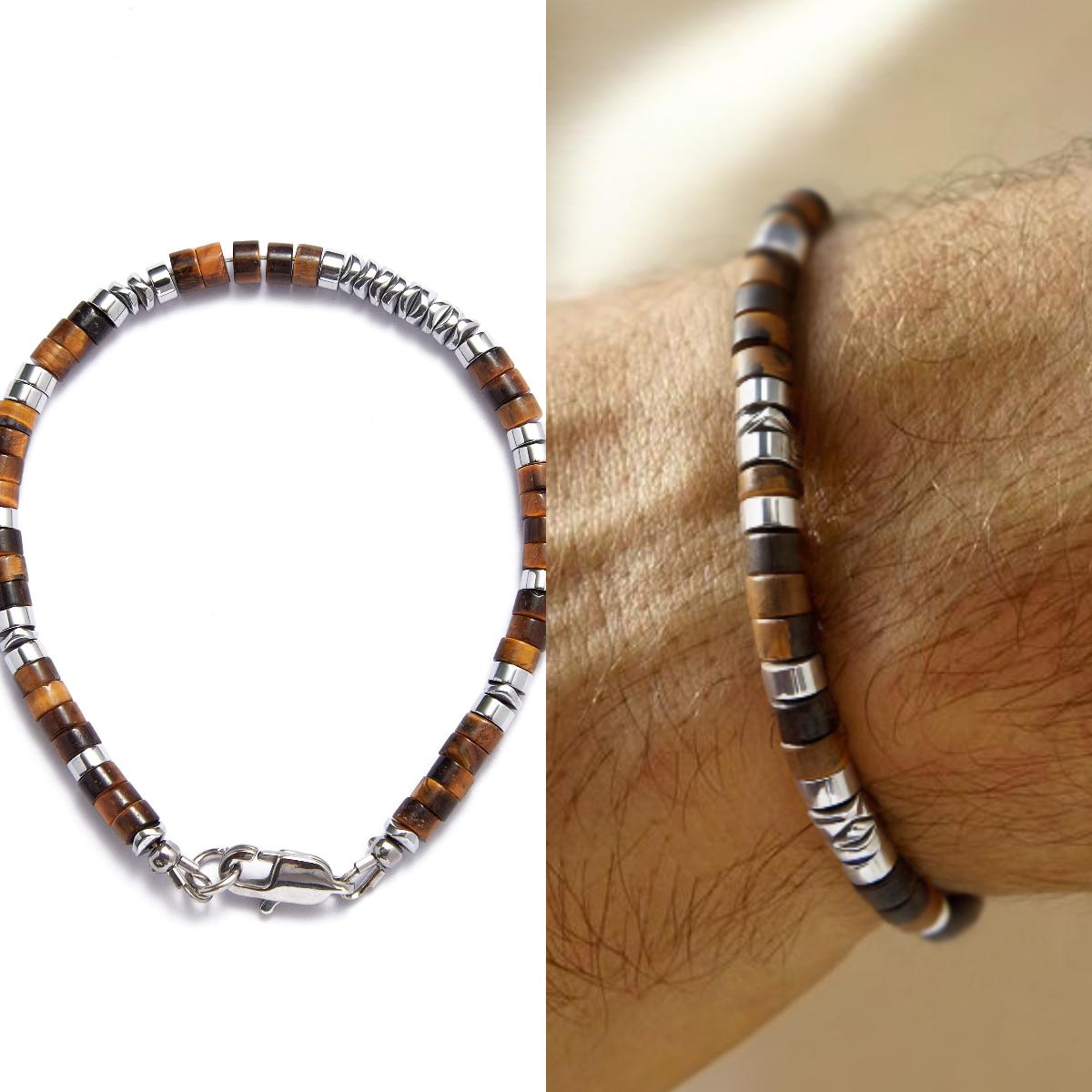 Tiger's Eye & Hematite Bracelet: Protection, Strength, Spiritual Jewelry, Meditation, Healing, Powerful, Mens, Gift for Him
