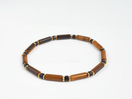 Tiger Eye & Black Onyx Bracelet, Natural Gemstone Protection Jewelry, Spiritual, Healing, Powerful, Mens, Gift for Him