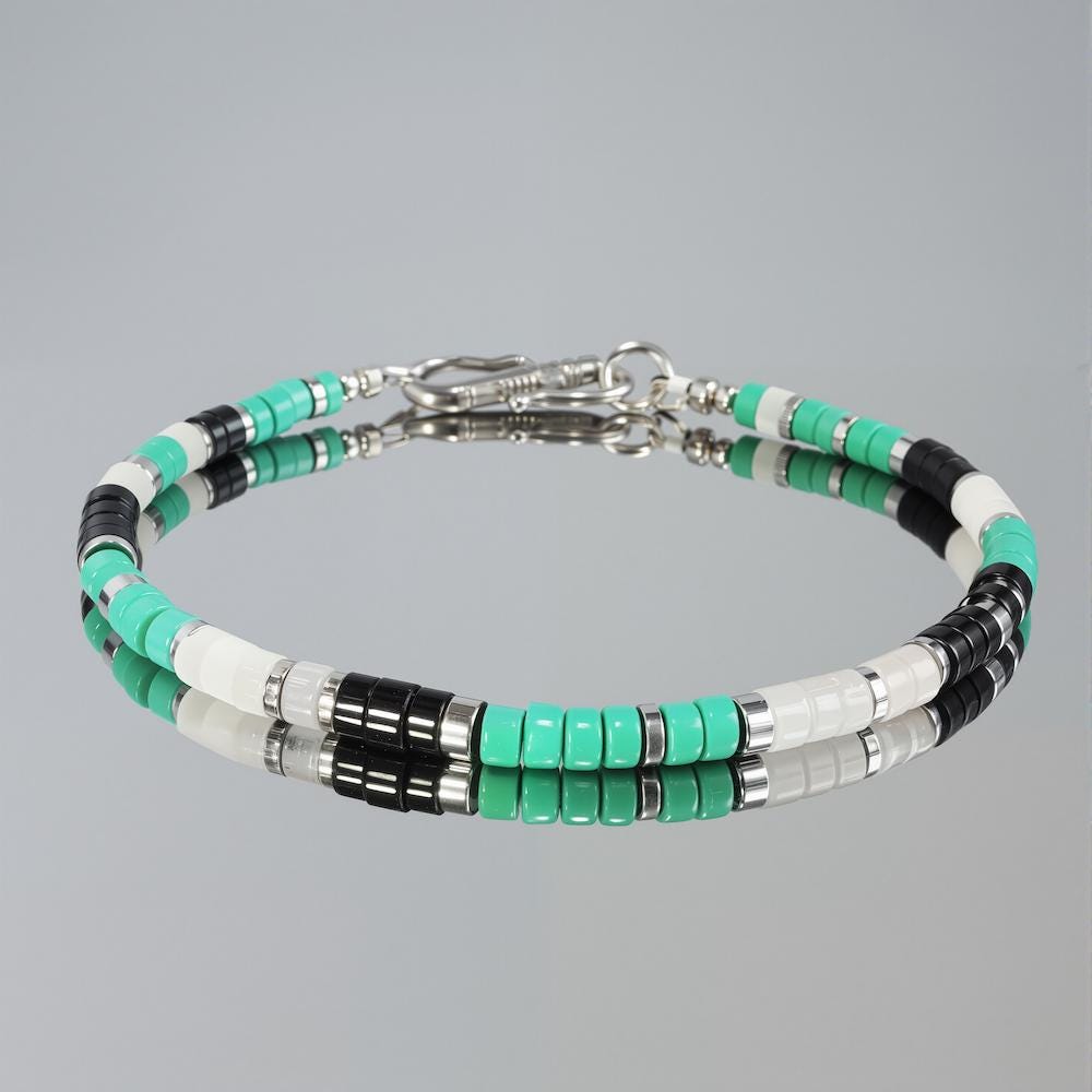 Turquoise, Black & White Agate Bracelet