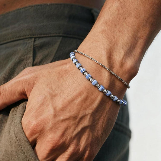 Dainty Blue Aventurine Silver Plated Bracelet
