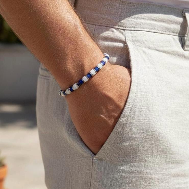 Lapis Lazuli & White Onyx Bracelet