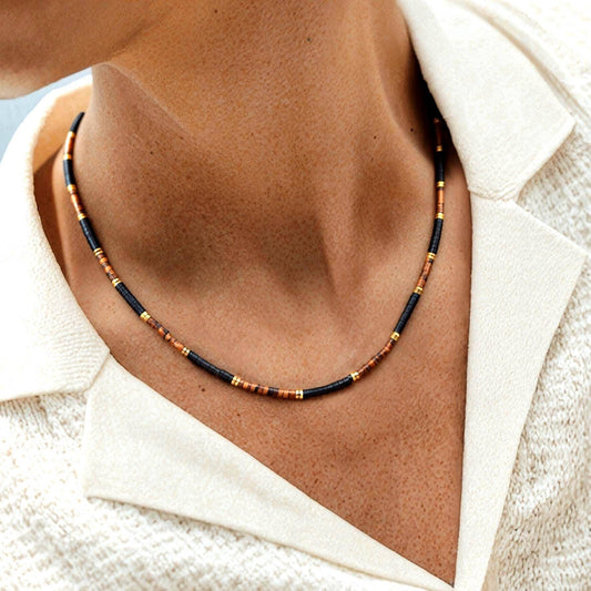 Tiger Eye & Black Onyx Protection Necklace: Natural Gemstone Chakra Jewelry, Spiritual, Healing, Powerful, Mens