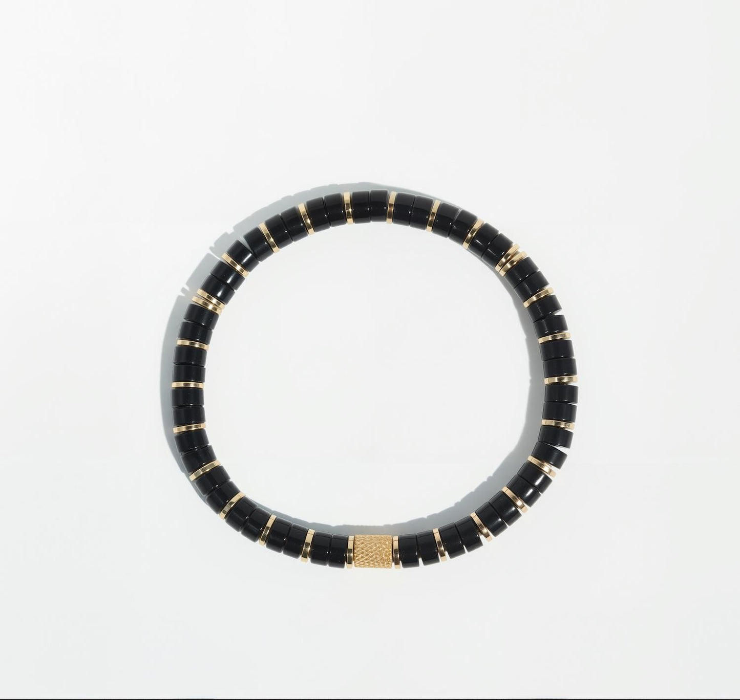 Black Onyx Gold Plated Stretch Bracelet 6mm