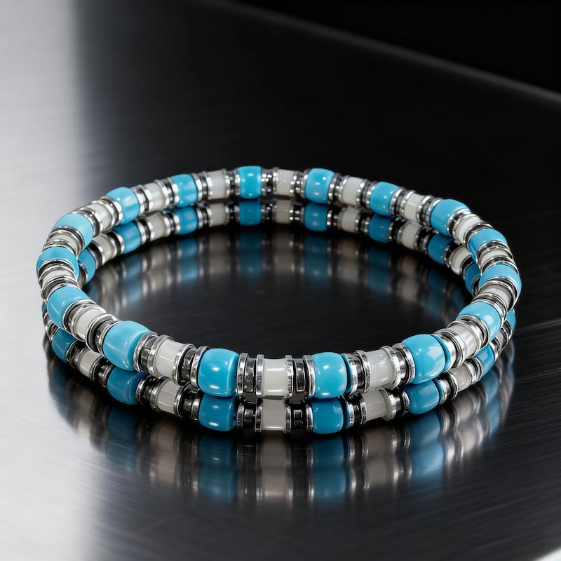 Turquoise & White Agate Bracelet