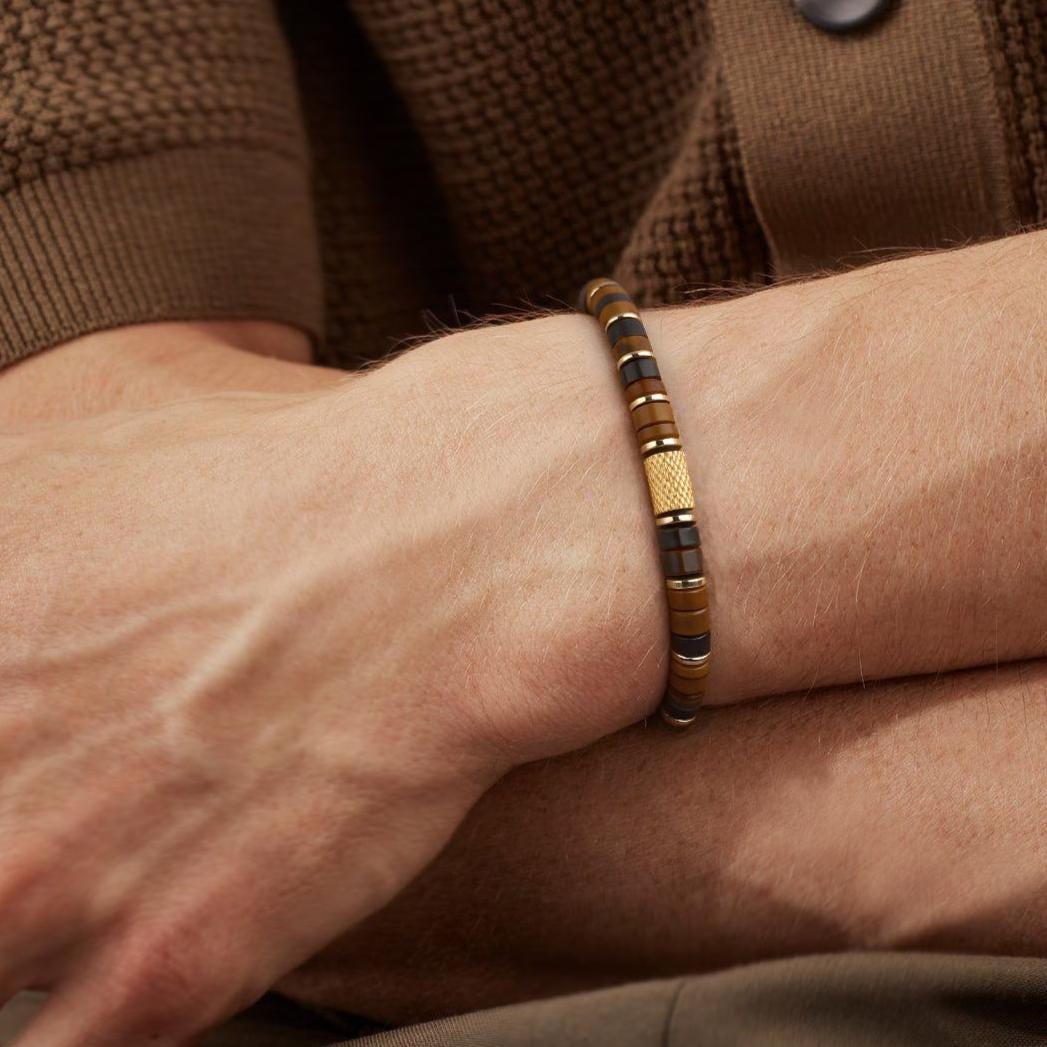 Solar Sovereign - Tiger's Eye & Gold Heishi Bracelet