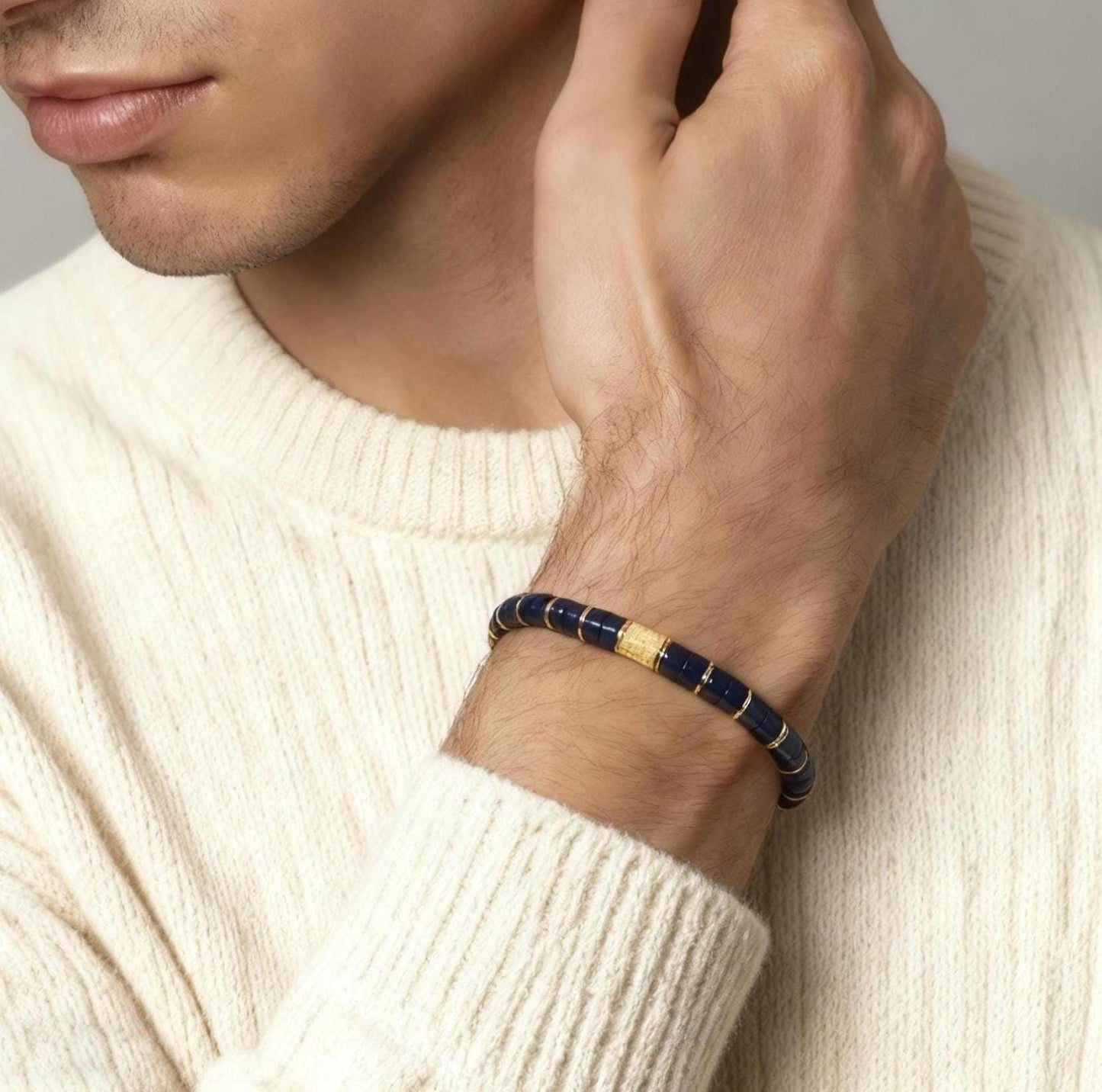 Black Onyx Gold Plated Stretch Bracelet 6mm