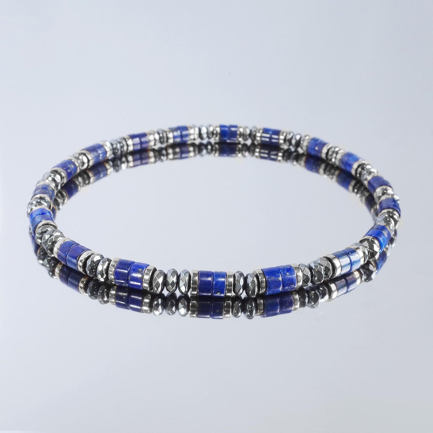 Lapis Lazuli Hematite Dainty Bracelet