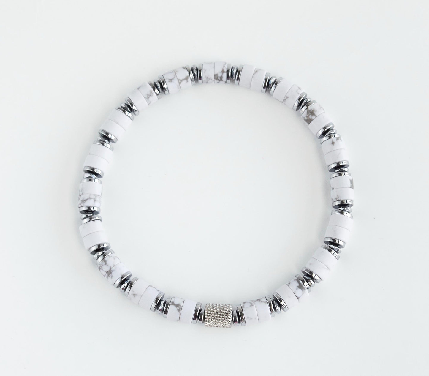 Howlite Silver Plated Stretch Bracelet